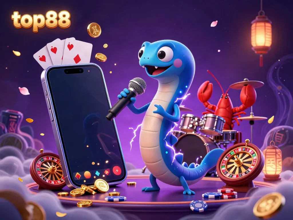 top88 showcases a vibrant underwater casino scene featuring a DJ electric eel with lively characters.