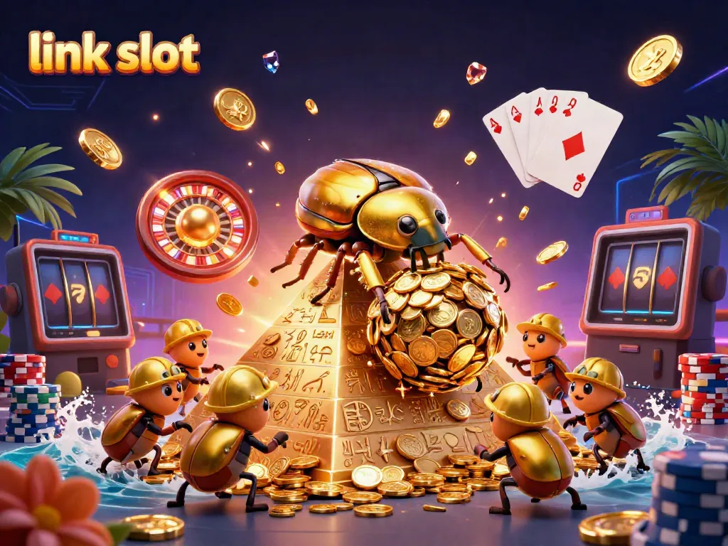 Experience thrilling jackpots with link slot while witnessing a scene bursting with casino action.
