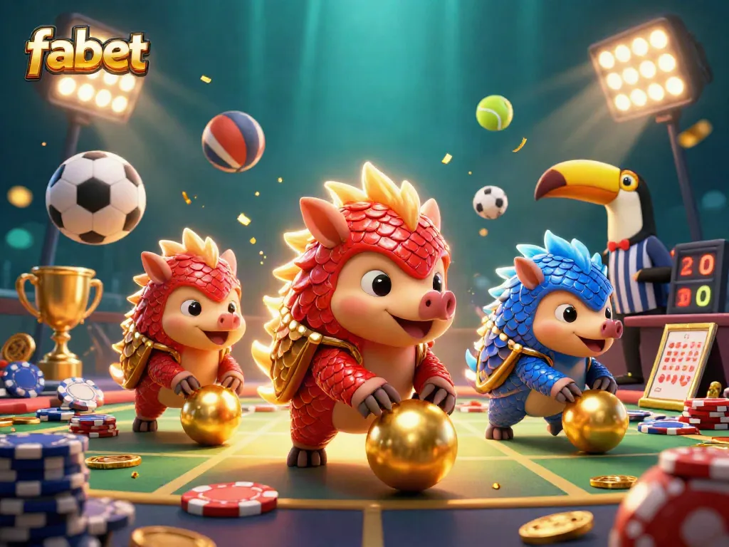 Fabet features lively pangolins competing in a vibrant casino scene packed with excitement.