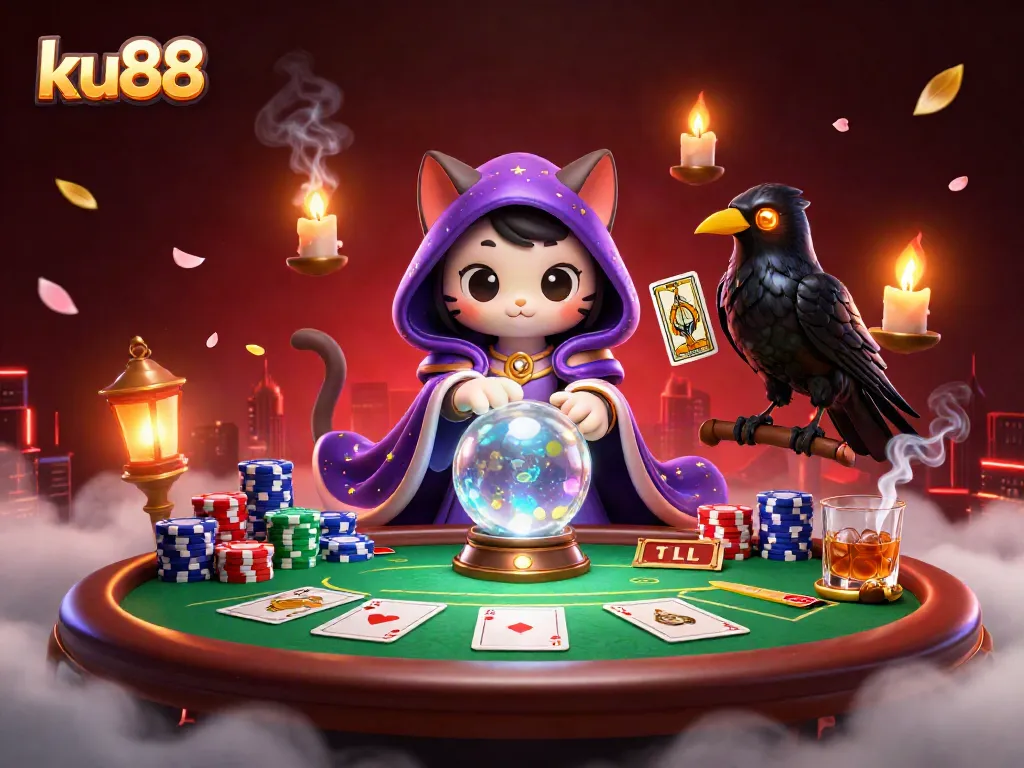 Experience exciting gameplay at ku88 with a vibrant 3D casino scene featuring dynamic characters and poker elements.